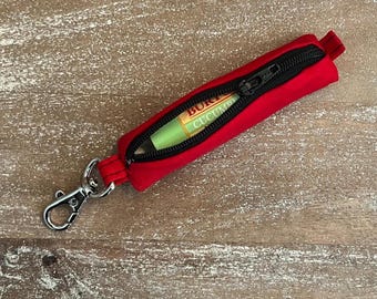 Red with Black Zipper - Lip balm, Headphones, Flashdrive Holder