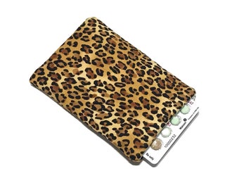 Birth Control Pill Case, Credit Card Sleeve, Slim Wallet - Leopard Print