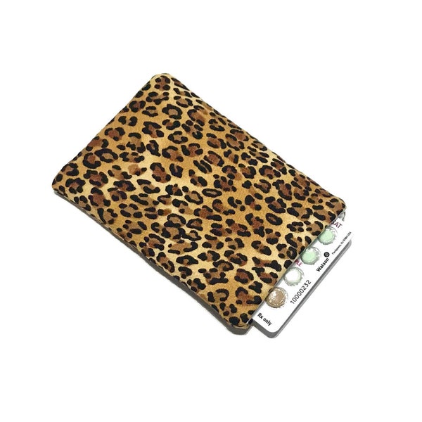 Birth Control Pill Case, Credit Card Sleeve, Slim Wallet - Leopard Print