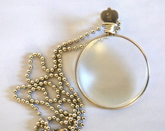 Monocle Necklace Vintage Optical Lens Pendant