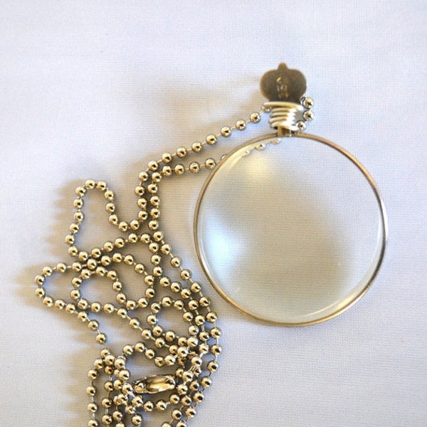 Monocle Necklace Vintage Optical Lens Pendant