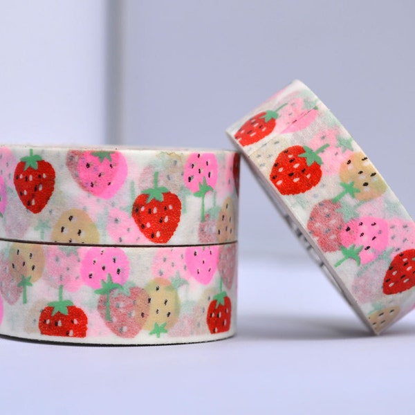 Strawberries by Shinzi Katoh Washi Tape, Paper Craft Tape, Japanese Washi Paper Tape, Chugoku, Strawberry, Paper Craft