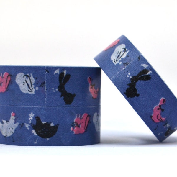 CLEARANCE Cute Animals by Shinzi Katoh Washi Tape, Paper Craft Tape, Japanese Washi Paper Tape, Birds, Chickens, Rabbits, Cats, Squirrel