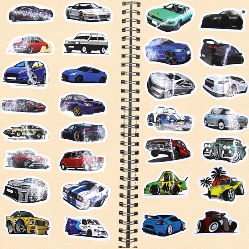Retro Racing Car Stickers, Vintage Sports Car Decals for Laptops ...