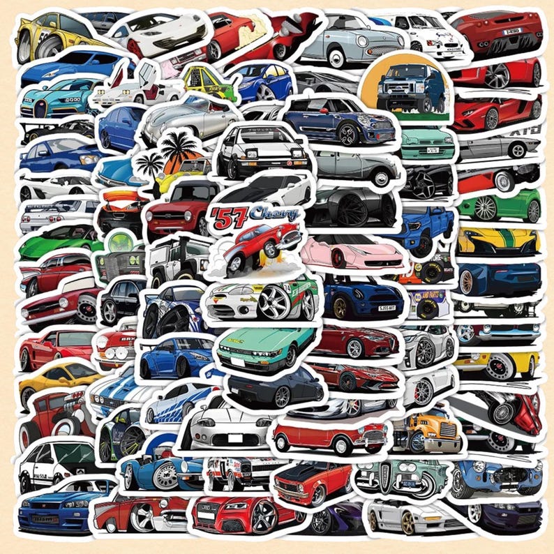 Retro Racing Car Stickers, Vintage Sports Car Decals for Laptops ...