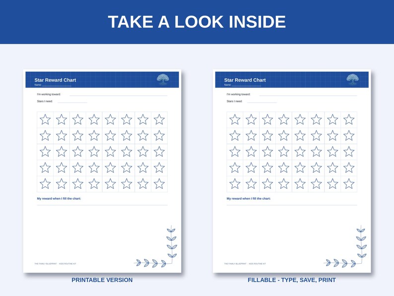 Print Incentive Chart Star Reward Chart for Kids Printable & Fillable | 40 Stars to a Reward ...