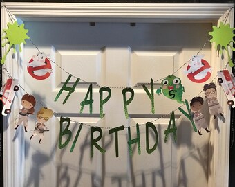 Happy Birthday Banner With Ghostbusters Theme Printable Download - Etsy