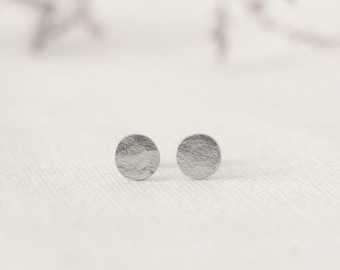 Handmade Aluminium Circle Stud Earrings: Stainless Steel or Titanium