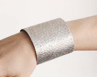 Personalized Aluminum Cuff Bracelet: Wide Silver Bracelet for Women