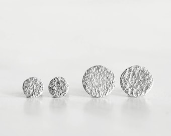Textured Aluminium Circle Stud Earrings: Hypoallergenic Stainless Steel or Titanium