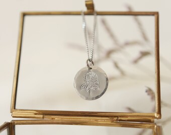 Peony Flower Necklace: Aluminium and Stainless Steel November Birth Flower Pendant