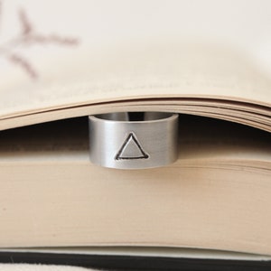 Minimalist Aluminum Triangle Ring: Adjustable Band, Handmade