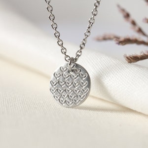 Handmade Heart Stamped Aluminum Pendant Necklace - Personalized Engraved Stainless Steel Chain
