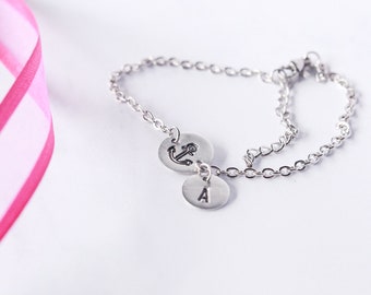 Anchor bracelet women, bracelet charm, Chain bracelet silver, Minimalist bracelet, Stackable bracelet, Non tarnish, anchor jewelry