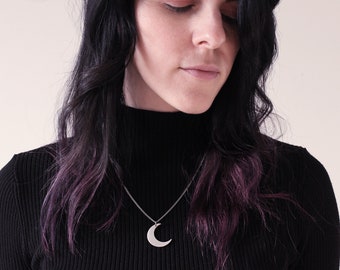 Crescent moon necklace for women, Moon necklace silver, Moon necklace minimal, Waning crescent moon necklace, Non tarnish, Crescent