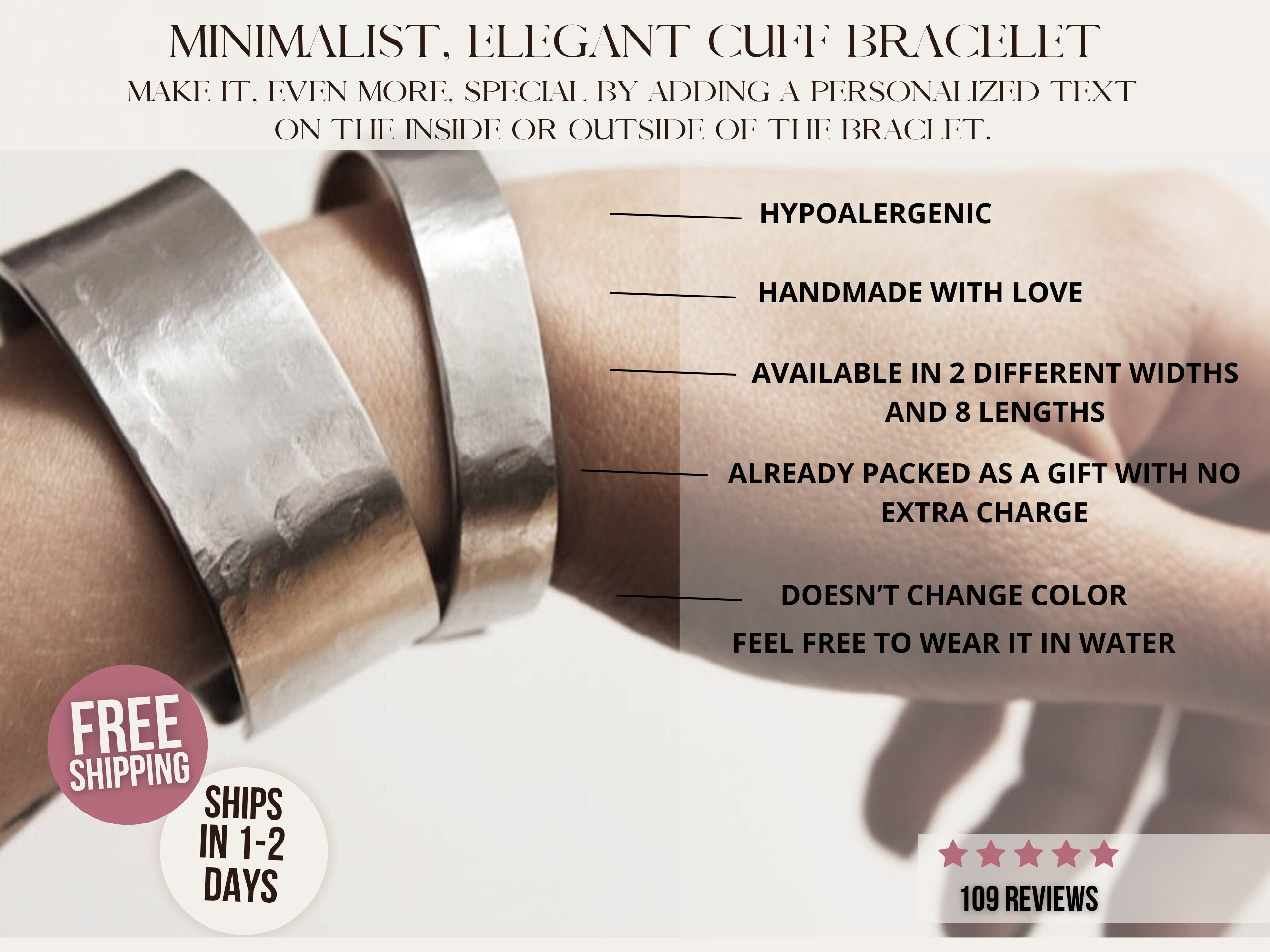 Wide Aluminum Cuff Bracelet: Personalized Metal Bangle - Etsy
