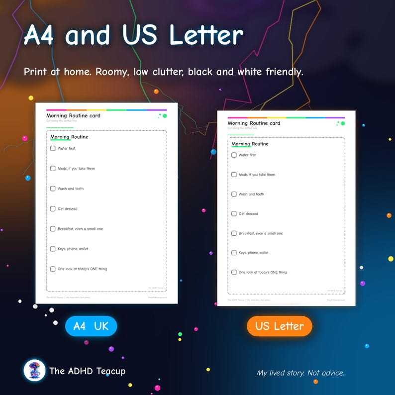 ADHD Routine Cards Printable, Morning and Evening Routine Fridge Cards, Daily Checklist for Adults, Visual Routine, A4 US Letter image 4