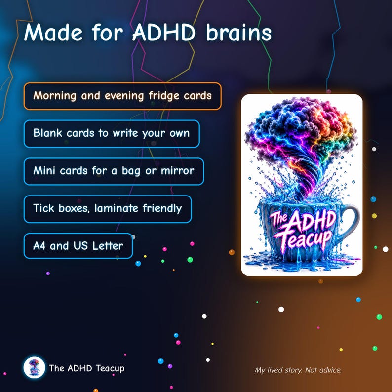 ADHD Routine Cards Printable, Morning and Evening Routine Fridge Cards, Daily Checklist for Adults, Visual Routine, A4 US Letter image 3