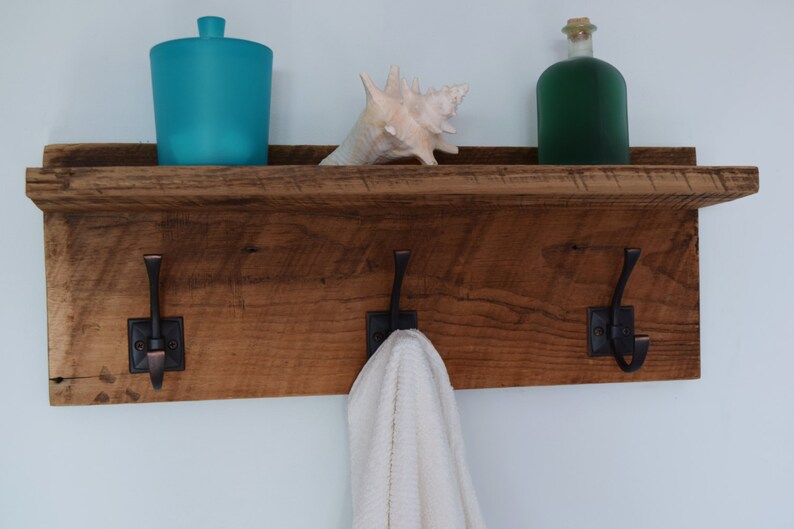 Reclaimed Wood Bathroom Towel Rack Barn Wood Floating Shelf 3 Etsy