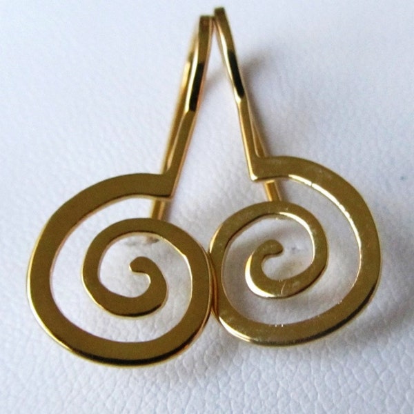 Gold dangle earrings bridesmaid, gold spiral earrings small gold earrings, small dangle earrings wedding, teenage girl jewelry gold earrings