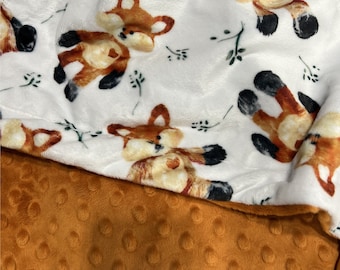 Personalized Fox Baby Blanket, Minky Baby Blanket Baby Shower Gift, Fox Nursery