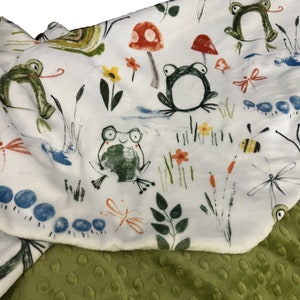 Personalized Frog and Toad Minky Baby Blanket: Nursery Bedding
