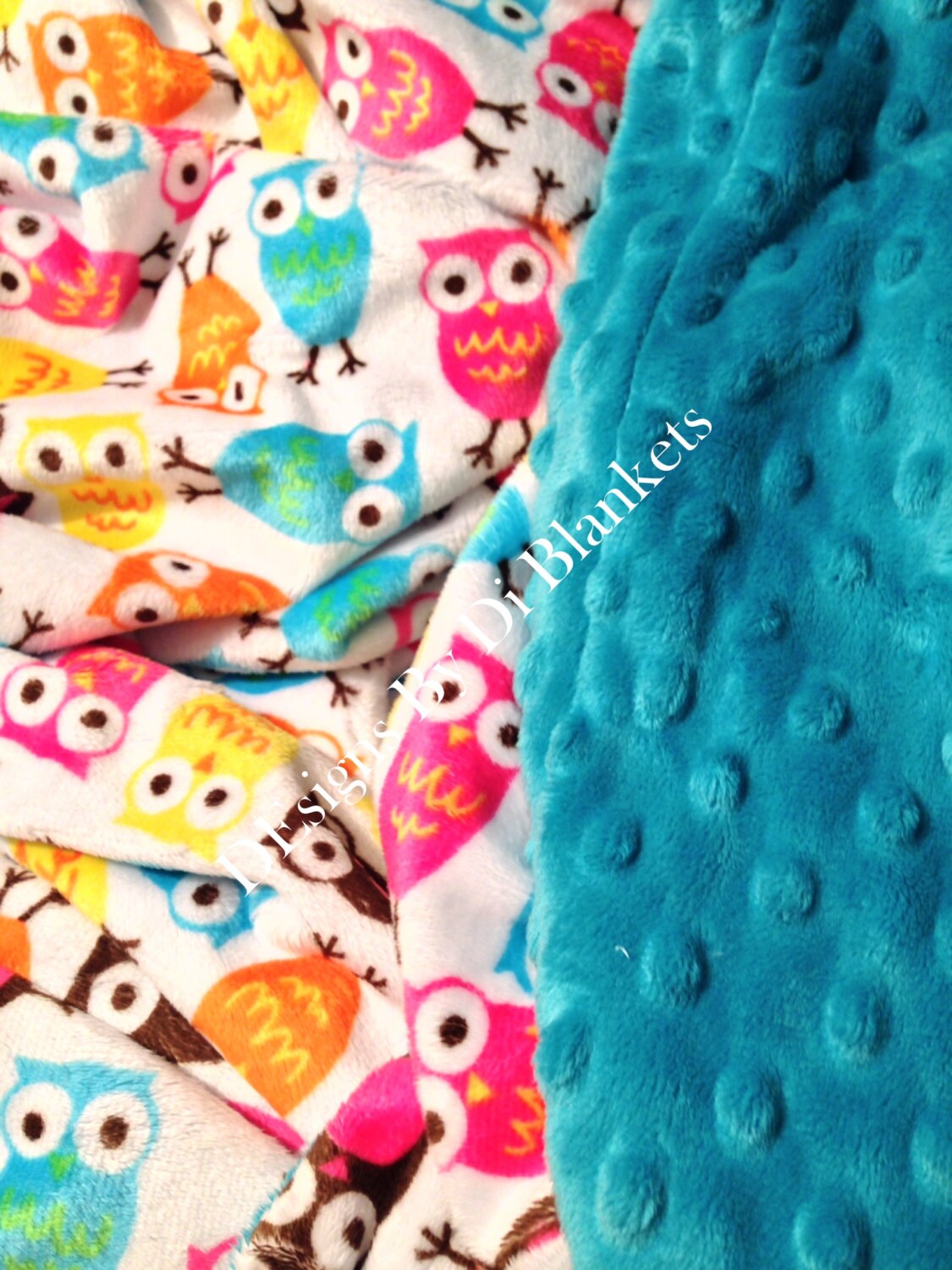 Pink Owl Minky Baby Blanket Hot Pink Minky Crib Blanket Baby Etsy