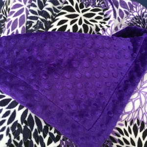 Minky Adult Blanket, Throw Blanket, Purple Floral Blanket, Dorm Room Blanket, Adult Throw Size 50 X 58 in image 3