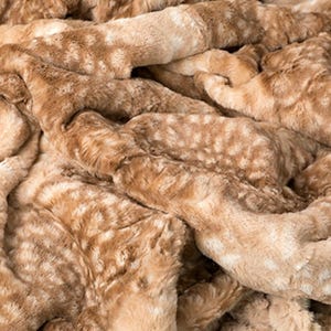 Deer Faux Fur Luxury Throw, Faux Fur Blanket with Fawn Print, Fur Minky Throw Blanket, Home Decor Luxury Bedding, Minky Adult Blanket, image 4