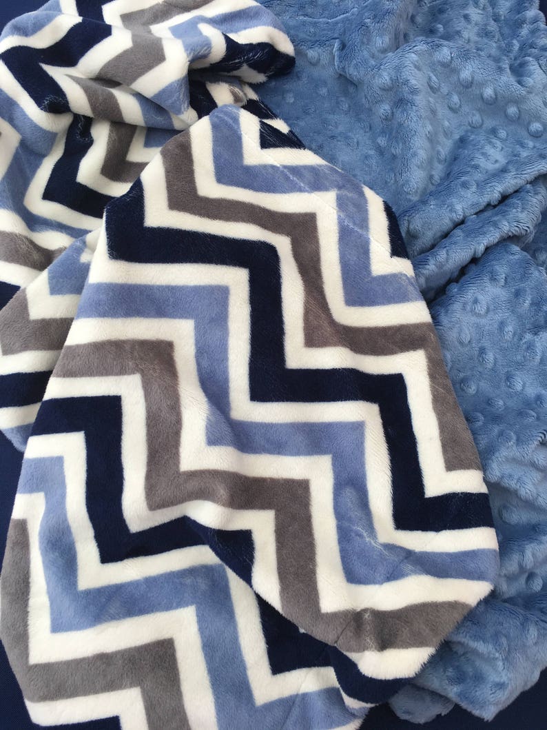Navy Blue Chevron Minky Baby Blanket Baby Crib Blanket Boy Etsy