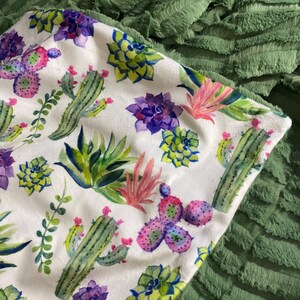 Succulent Print Minky Baby Blanket, Purple Baby Blanket, Cactus Minky Baby Blanket, Baby Girl Shower Gift image 3