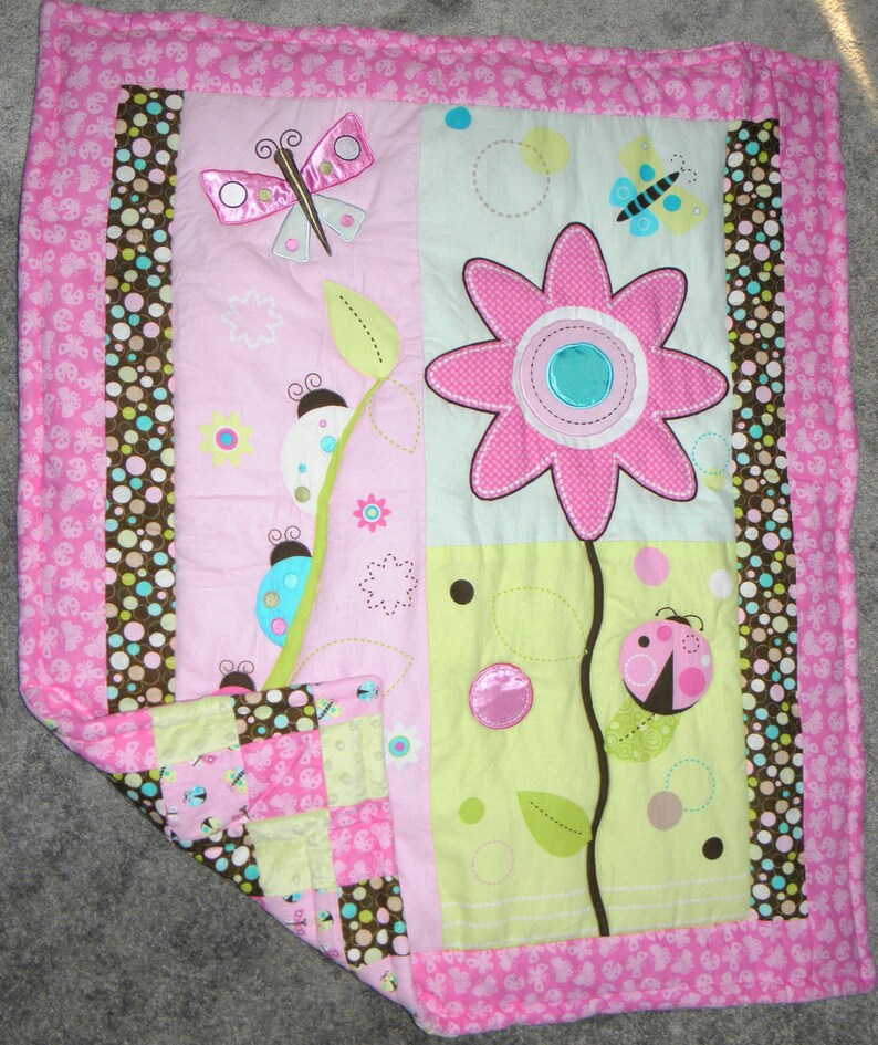 On Sale Baby QuiltPatchwork Blanket Lady Bug Blanket Pink Etsy