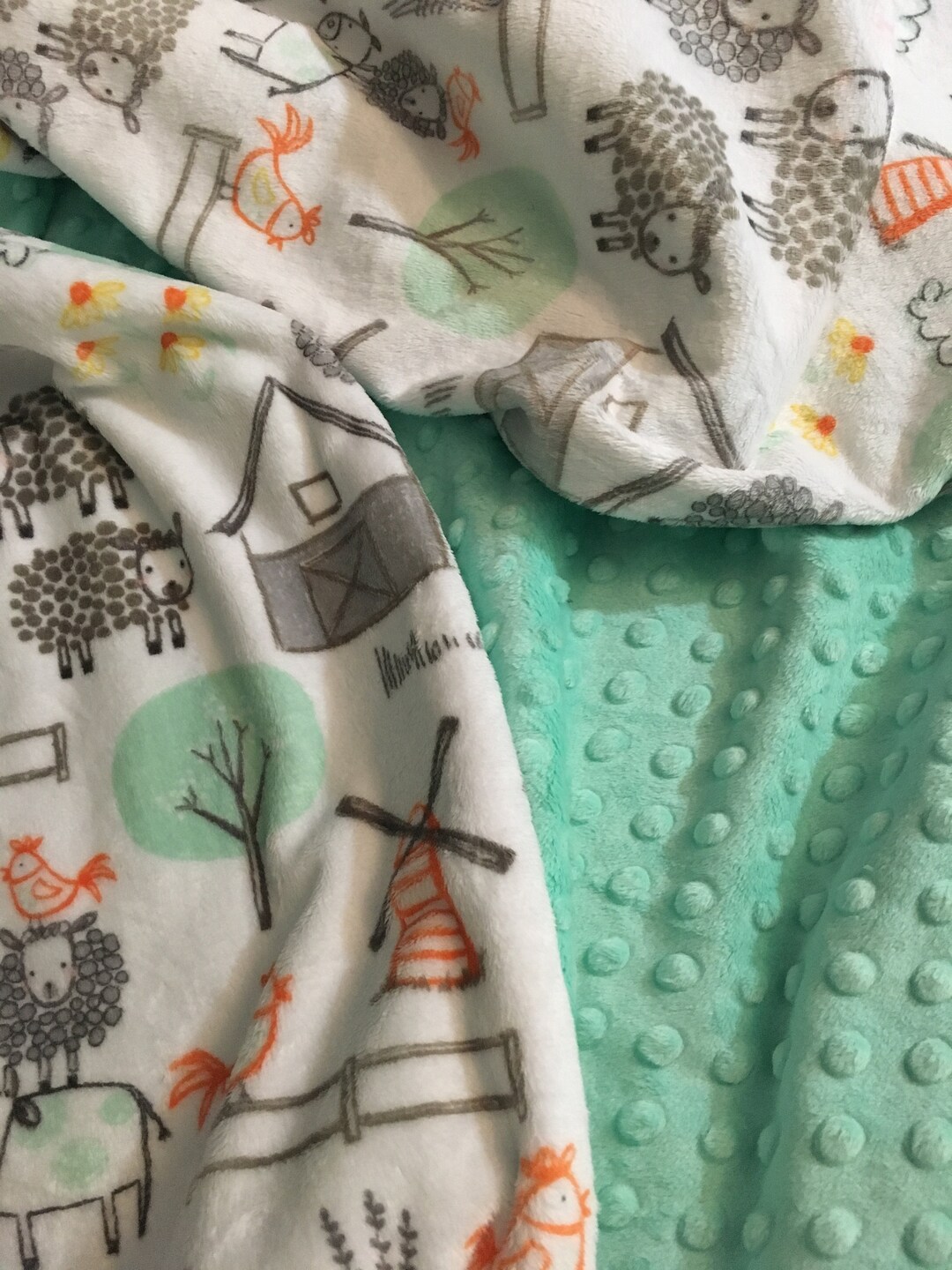 Personalized Minky Baby Blanket, Farm Animal Blanket, Gender Neutral