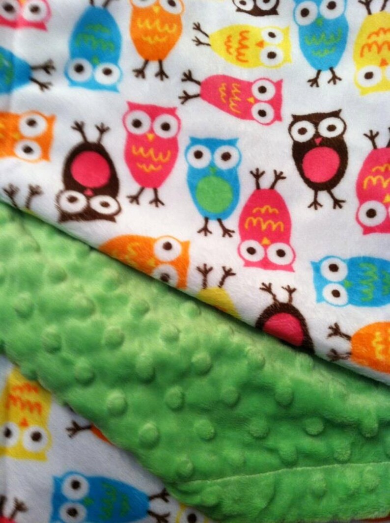 Pink Owl Minky Baby Blanket Hot Pink Minky Crib Blanket Baby Etsy