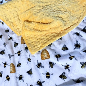 Bee Keepers Minky Blanket, Personalized Minky Throw Blanket, Bumble Bee Lovers, Honey Bee Minky Baby Blanket image 2