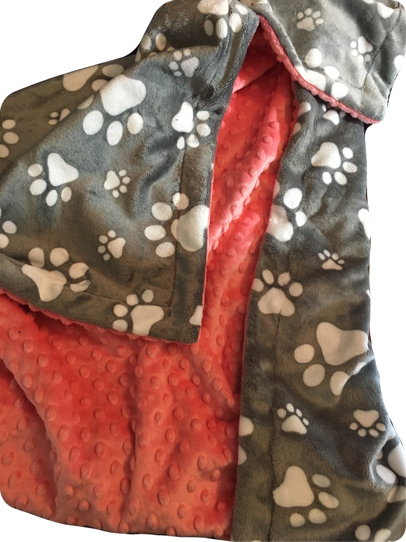 Pet Blanket Paw Print Minky Blanket Adult Minky Blanket Dog Etsy
