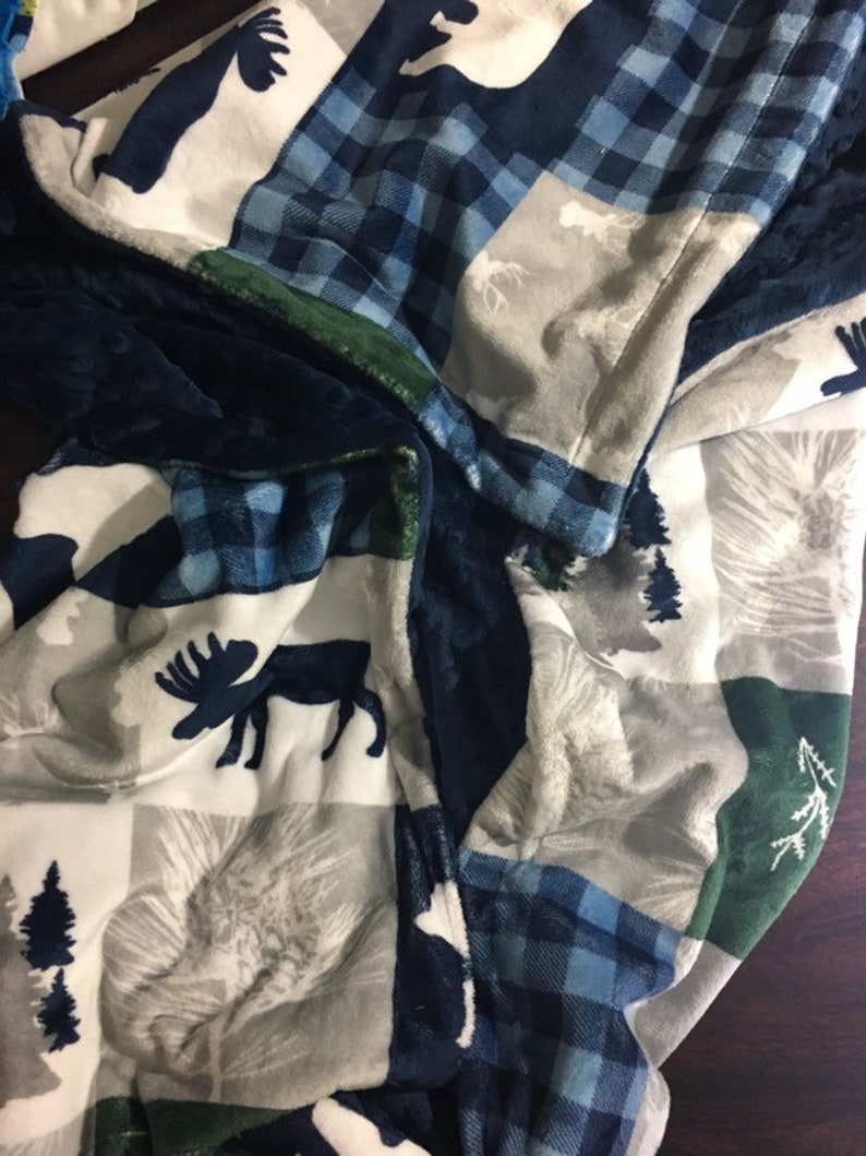 Woodland Minky Blanket Personalized Adult Minky Throw Etsy