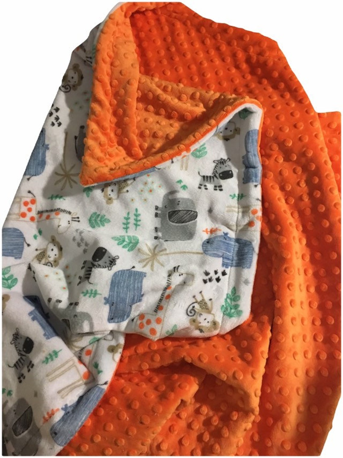 Zoo Animal Personalized Minky Baby Blanket Elephant Blanket Etsy