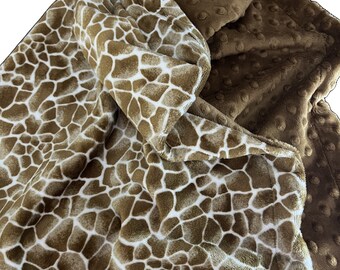 Giraffe Minky Baby Blanket: Personalized Animal Print Crib Blanket