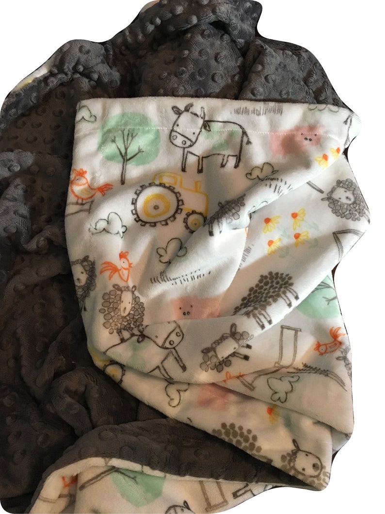 Personalized Minky Baby Blanket Farm Animal Blanket Gender Etsy
