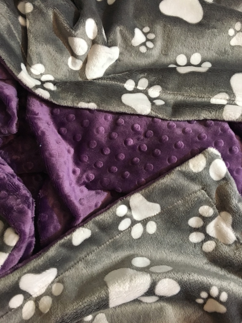 Pet Blanket Paw Print Minky Blanket Adult Minky Blanket Dog Etsy