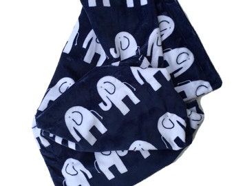 Personalized Elephant Minky Baby Blanket, Stroller Blanket, Baby Boy Blanket, Baby Girl Blanket, Elephant Blanket, Elephant, Size 29x36 in