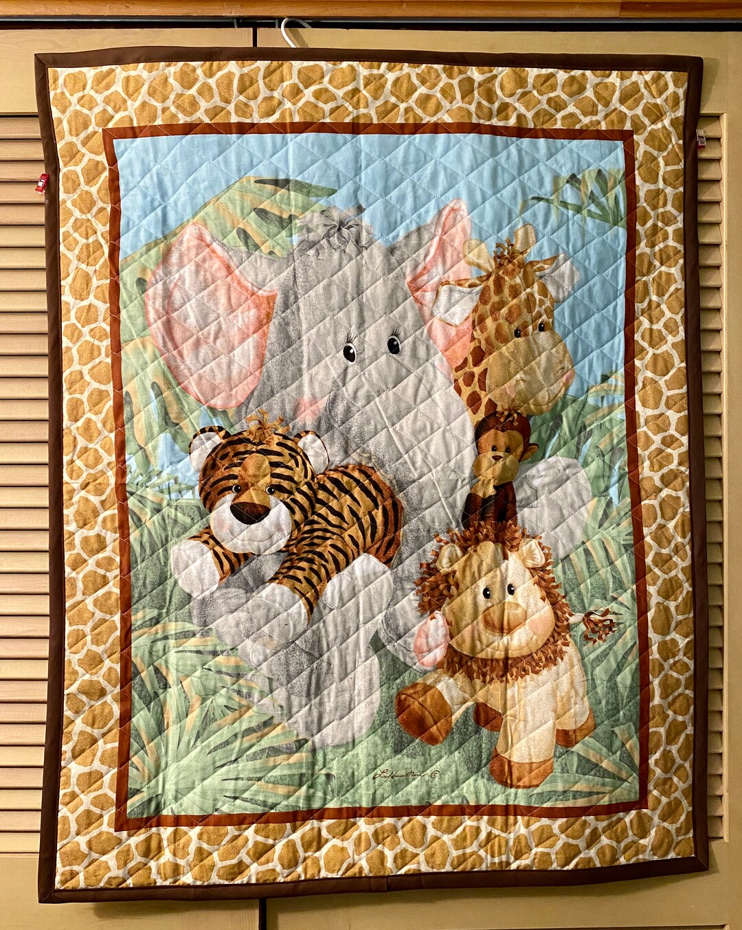 Nursery Wall Hanging Jungle Baby Quilt Panel 35 X 44 Etsy