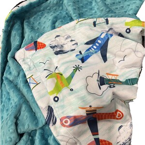 Personalized Airplane Throw Blanket ,Minky Adult Blanket, Vintage Airplane Blanket 画像 3