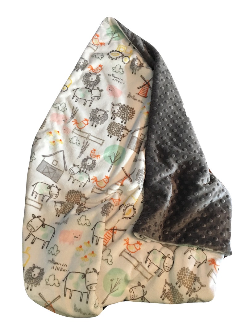 Personalized Minky Baby Blanket Farm Animal Blanket Gender Etsy