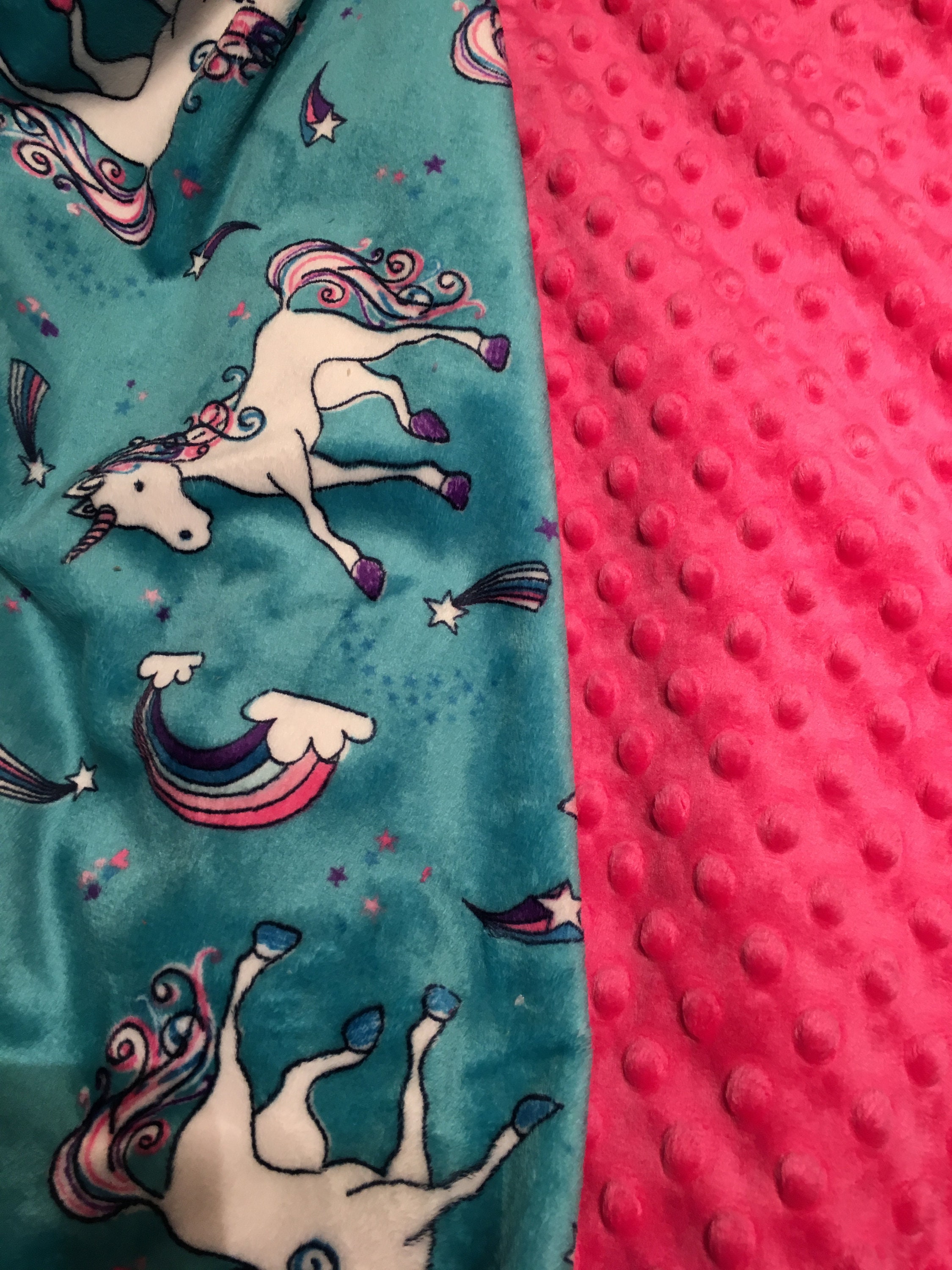 Unicorn Minky Baby Blanket Personalized Baby Blanket Pink Etsy