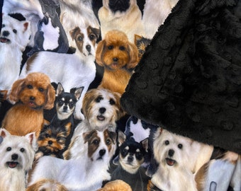 Dog Theme Minky Blanket, Throw Blanket, Dog Lovers Blanket, Minky Adult Blanket, Personalized Minky Blanket, Pet Lovers Gift