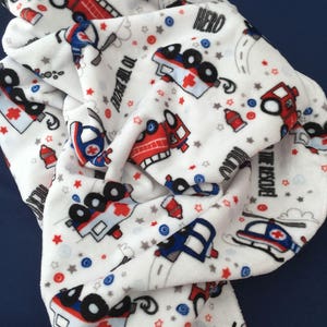 Personalized Fire Truck Blanket, Minky Baby Blanket, Baby Boy Blanket or Baby Girl Blanket, Firefighter, Fireman, EMS, Police Baby Blanket image 1