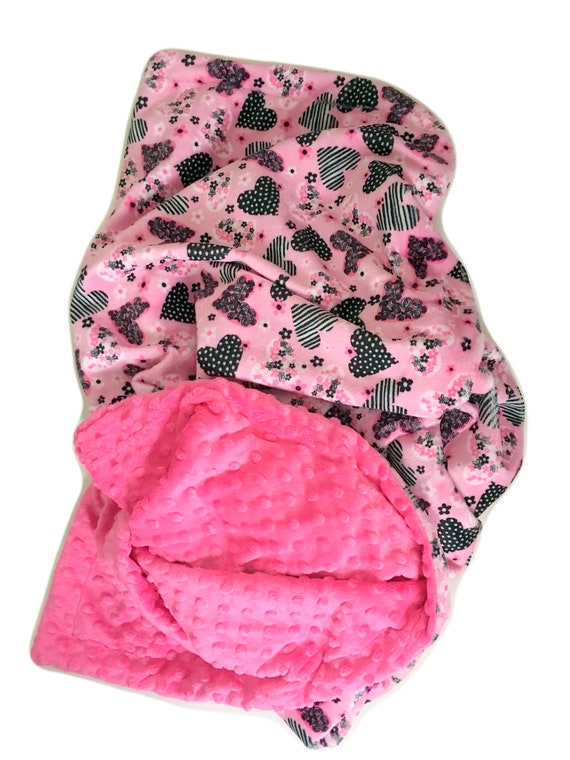 Adult Minky Throw Pink Minky Blanket Pink Heart Blanket
