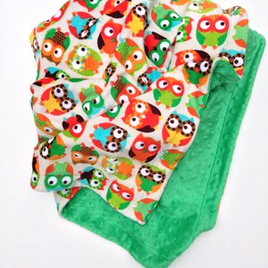 Owl Minky Toddler Blanket: Whimsical Boy or Girl Bedding (40x50 inch)